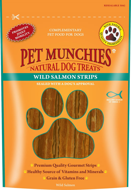 Pet Munchies Dog Treats - Wild Salmon Strips 80g x 8