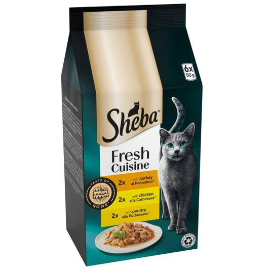 Sheba Cat Pouch Fresh Cuisine Rome Turkey & Chicken Gravy 50g 6pk x 8