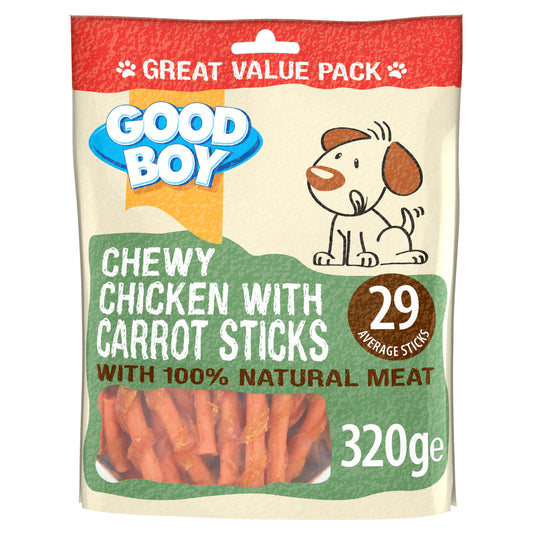 Good Boy Pawsley & Co. Dog Treats - Chewy Chicken & Carrot Sticks 320g x 3