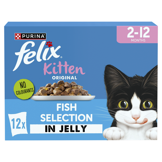 Felix Pouch Original Kitten FISH Selection in Jelly 85g 12-Pack x 4
