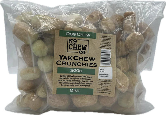 K9 Chew Co. Yak Chew Crunchies MINT 500g (app 100pc) x 1