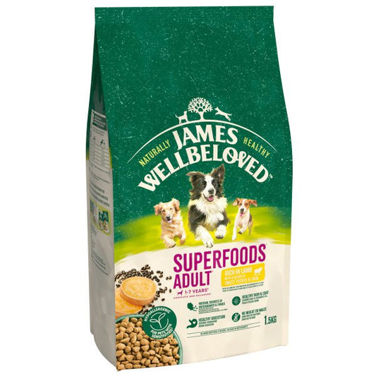 James Wellbeloved Adult Dog Superfoods - Lamb, Sweet Potato & Chia 1.5kg