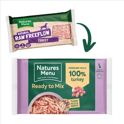 Natures Menu Ready To Mix Raw  Natures Menu Raw Freeflow Turkey (FF TUR) For Adult Dogs