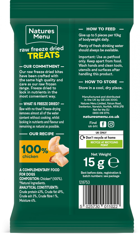 Freeze Dried Meat Bites  100% Chicken For All Dogs