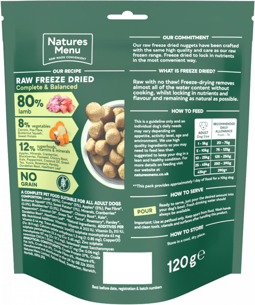 Complete Freeze Dried Food  80/20 Lamb For Adult Dogs