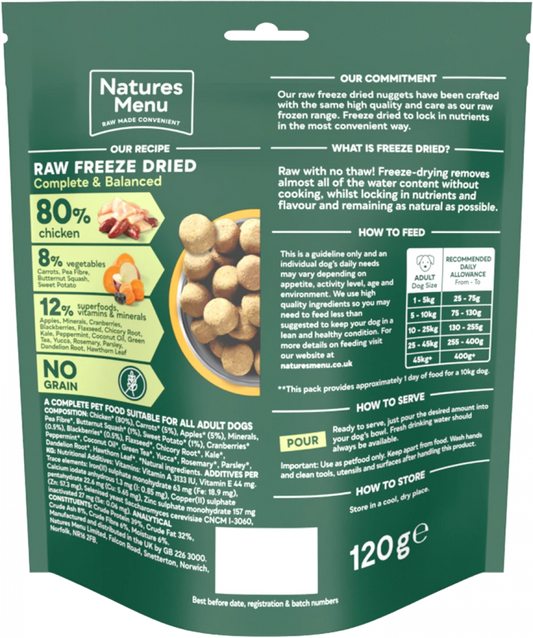 Complete Freeze Dried Food  80/20 Chicken For Adult Dogs