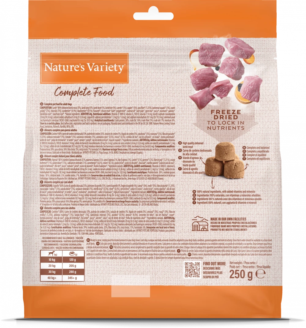 Complete Freeze Dried Food  Lamb For Adult Dogs