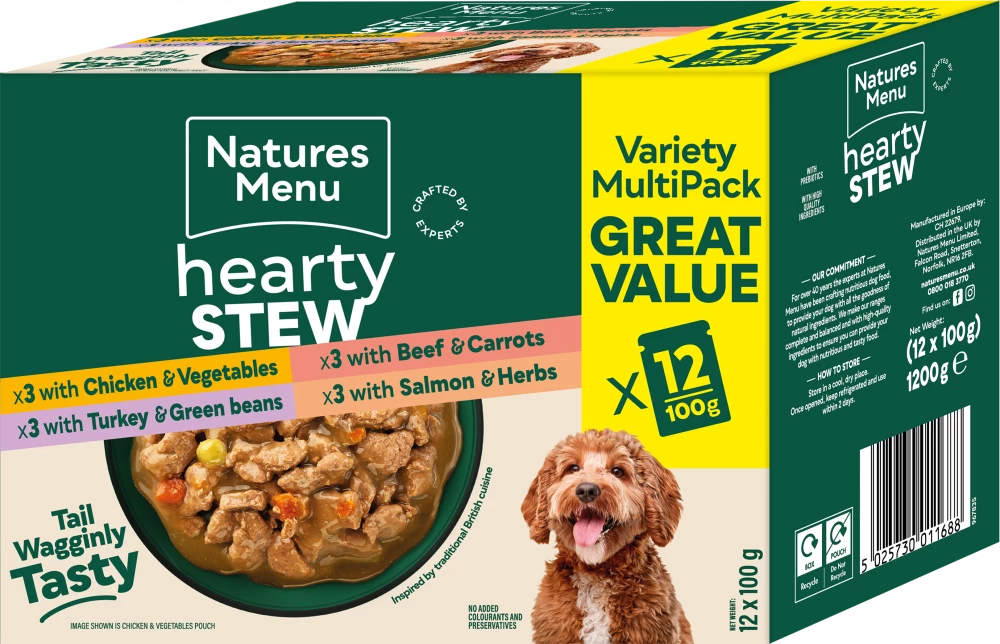 Natures Menu Dog Pouches  Hearty Stews Multipack x12 For Adult Dogs