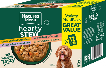 Natures Menu Dog Pouches  Hearty Stews Multipack x12 For Adult Dogs