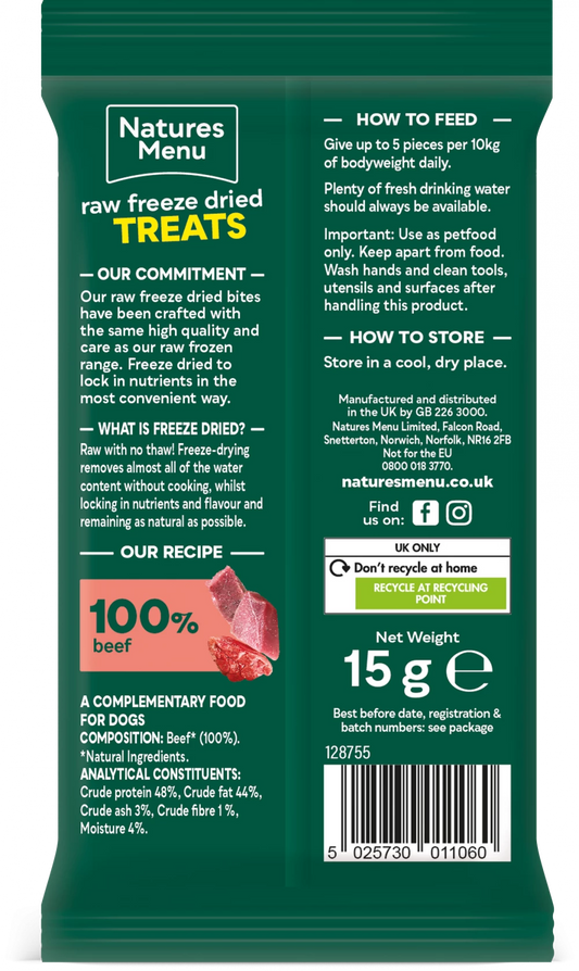 Freeze Dried Meat Bites  100% Beef For All Dogs