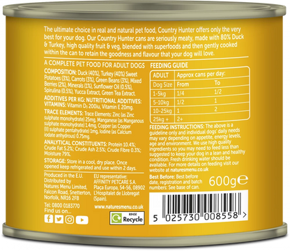 Country Hunter Cans  Duck and Turkey with Superfoods For Adult Dogs