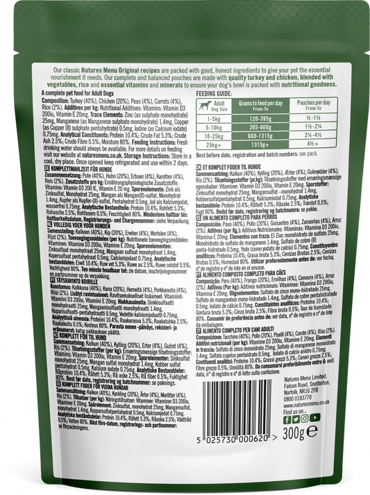 Natures Menu Dog Pouches  Turkey with Chicken For Adult Dogs