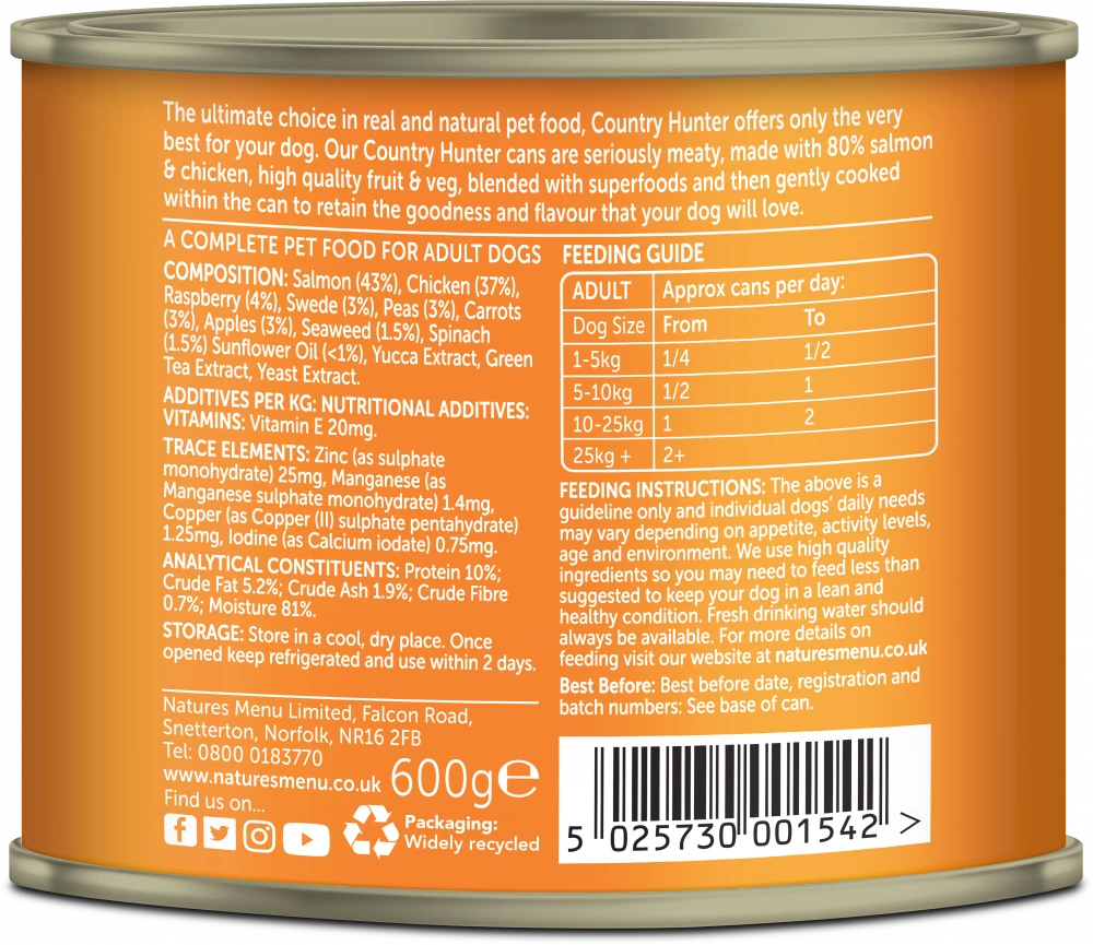 Country Hunter Cans  Salmon and Chicken with Superfoods For Adult Dogs