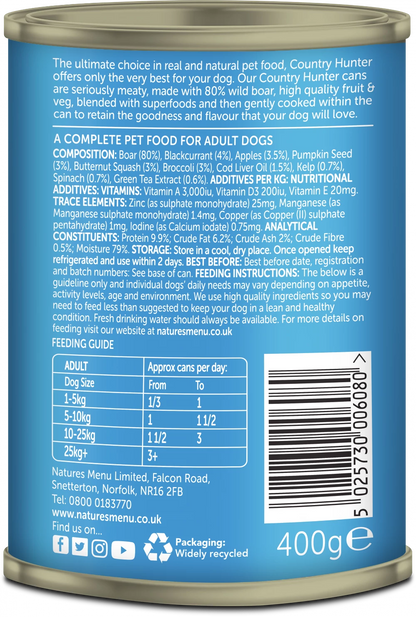 Country Hunter Cans  Wild Boar with Superfoods For Adult Dogs