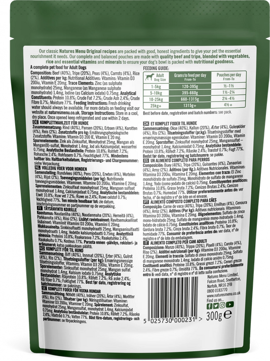 Natures Menu Dog Pouches  Beef with Tripe For Adult Dogs