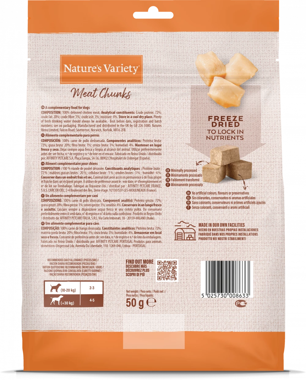 Freeze Dried Meat Chunks  100% Chicken Chunks For Adult Dogs