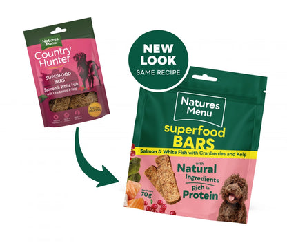 Country Hunter Superfood Bars  Salmon & White Fish with Cranberries & Kelp For Adult Dogs