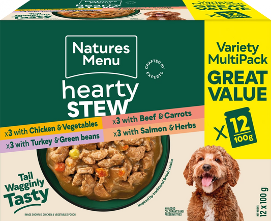 Natures Menu Dog Pouches  Hearty Stews Multipack x12 For Adult Dogs