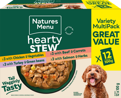 Natures Menu Dog Pouches  Hearty Stews Multipack x12 For Adult Dogs