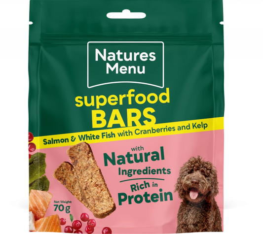 Country Hunter Superfood Bars  Salmon & White Fish with Cranberries & Kelp For Adult Dogs