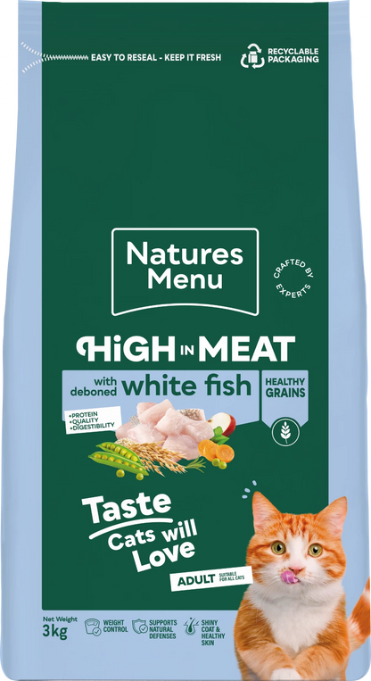 High Meat Dry  Hign in Meat White Fish Healthy Grain For Adult Cats