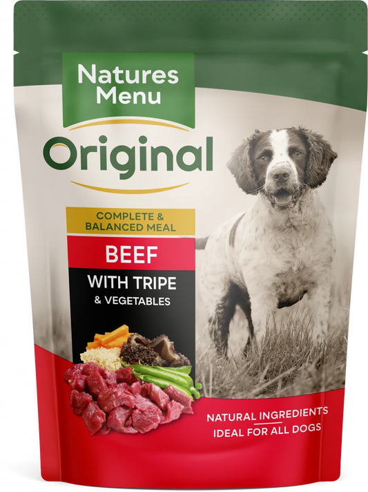 Natures Menu Dog Pouches  Beef with Tripe For Adult Dogs