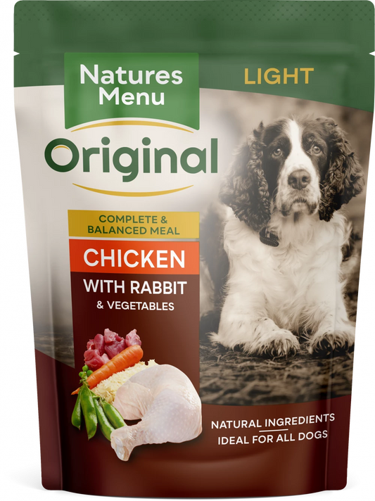 Natures Menu Dog Pouches  Light Chicken with Rabbit Pouches For Adult Dogs