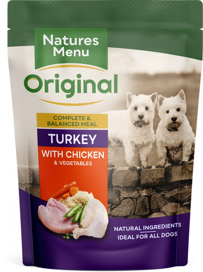 Natures Menu Dog Pouches  Turkey with Chicken For Adult Dogs