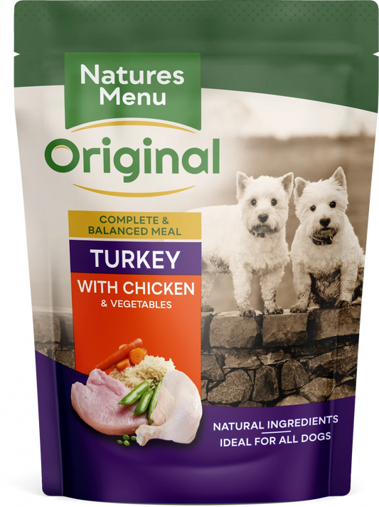Natures Menu Dog Pouches  Turkey with Chicken For Adult Dogs